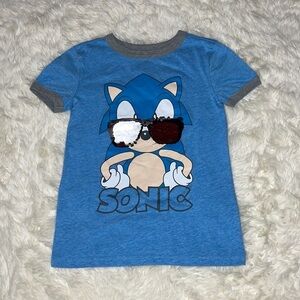 Sonic the Hedgehog Boys Flipping Sequin Sunglasses Ringer Tee Blue Size S